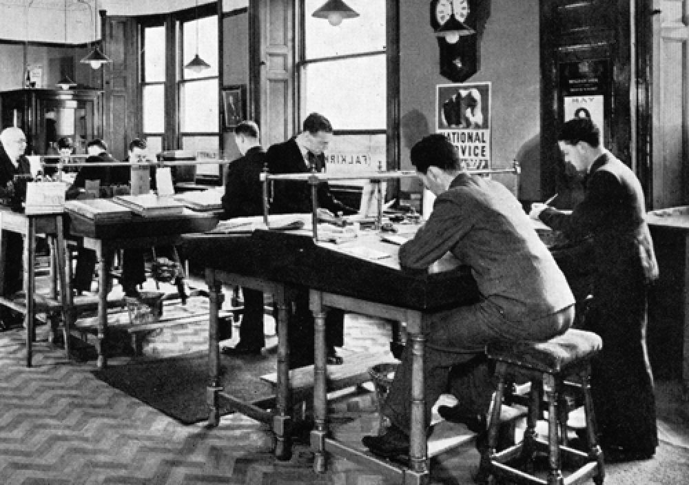 The interior of the general offices in 1940.