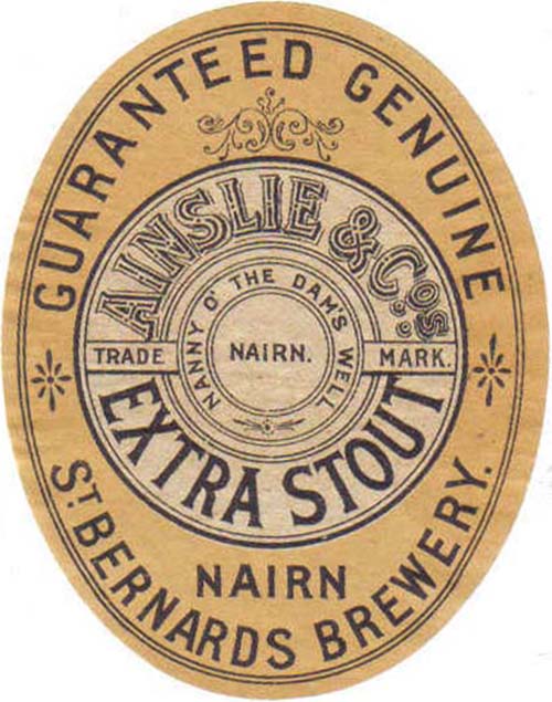 Label for Ainslie & Co's Extra Stout