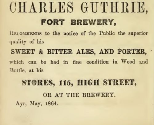 Advertisement for Charles Guthrie's ales and porter