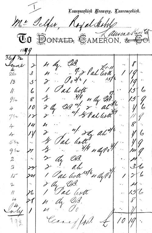 Invoice from Donald, Cameron & Co
