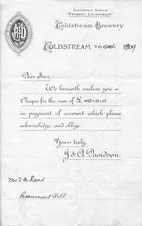 Letter from J. & A. Davidson