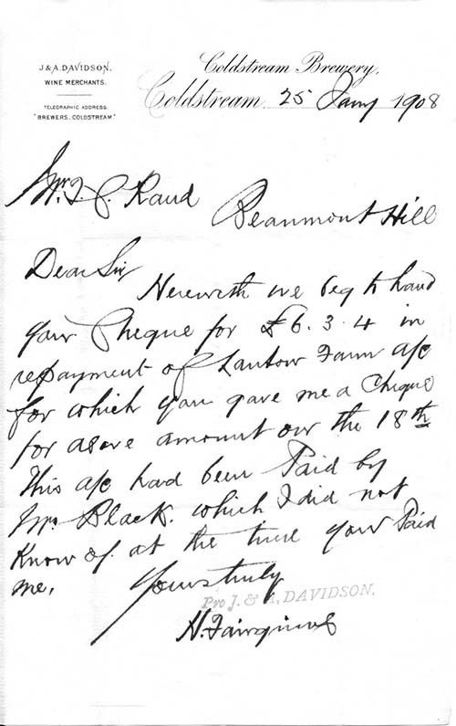 Letter from J. & A. Davidson