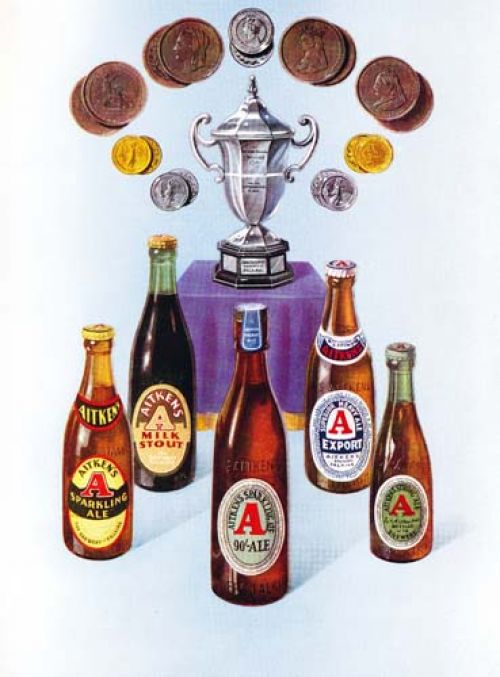 Postcard celebrating James Aitken & Co (Falkirk) Ltd's prize winning beer