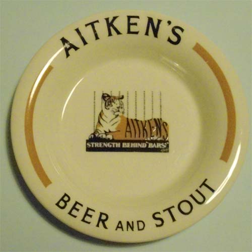 Ashtray advertising James Aitken & Co (Falkirk) Ltd's beer and stout