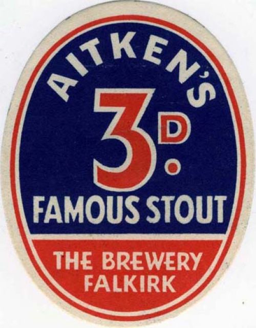 Label for James Aitken & Co (Falkirk) Ltd's 3d Famous Stout