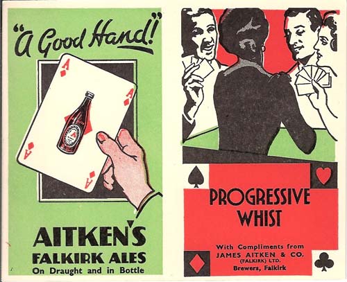 Whist card promoting James Aitken & Co (Falkirk) Ltd Falkirk Ales