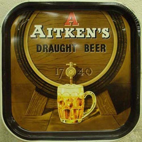Tray advertising James Aitken & Co (Falkirk) Ltd's draught beer