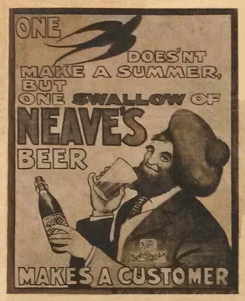 Advertisement for Neave's Beer