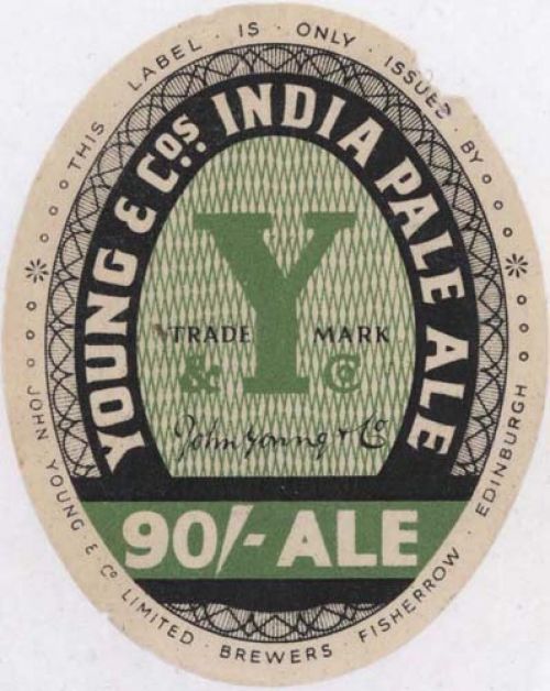 Label for John Young & Co Ltd's 90/- India Pale Ale