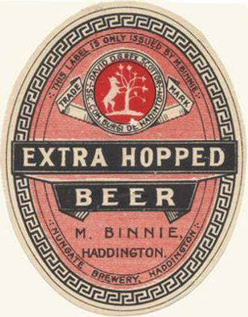 Label for Mark Binnie & Co's Extra Hopped Beer