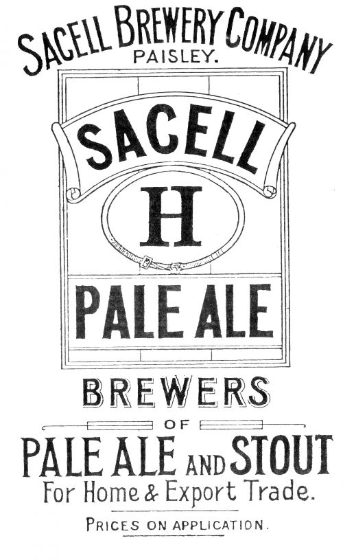 Advertisement for the Sacell Brewery Company.