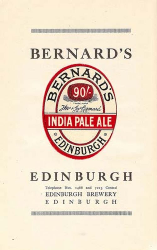 Advertisement for Thomas and James Bernard Ltd's 90/- India Pale Ale