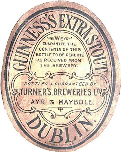 Label for Guinness's Extra Stout, bottled by Turner's Breweries Ltd
